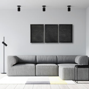 Minimalist Siyah Ahşap Duvar Tablosu – Üçlü