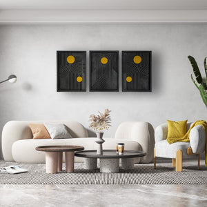 Solar Orbit Ahşap Duvar Tablosu – Üçlü