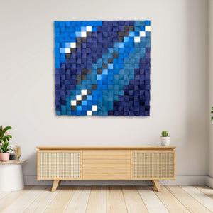 Mavi Nehir Üst Düzey Ahşap El Yapımı Duvar Heykeli - Sınırlı Sayıda