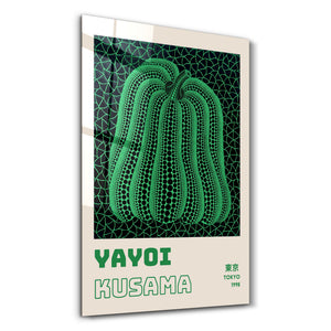 Artdesigna tarafından üretilen Yayoi Kusama soyut fırça cam duvar tablosu, canlı Japon pop art tasarımını şeffaf cam panel üzerinde sunar.