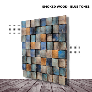 ・"Smoked Blue Wall Sculpture"・Premium Wood Handmade Wall Sculpture - ArtDesigna Glass Printing Wall Art