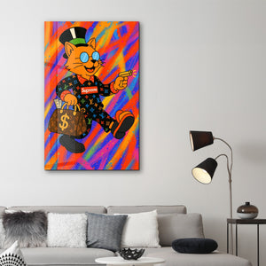 Zengin Kedi Enerjisi - Hype Luxe Cam Duvar Tablosu