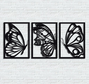 ・"Burtterfly Trio"・Premium Metal Wall Art - Limited Edition - ArtDesigna Glass Printing Wall Art