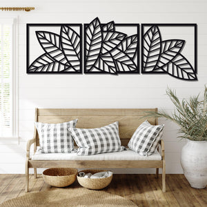 ・"Leaves Trio"・Premium Metal Wall Art - Limited Edition - ArtDesigna Glass Printing Wall Art