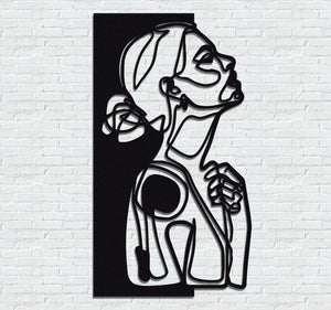 ・"Line Art Woman"・Premium Metal Wall Art - Limited Edition - ArtDesigna Glass Printing Wall Art