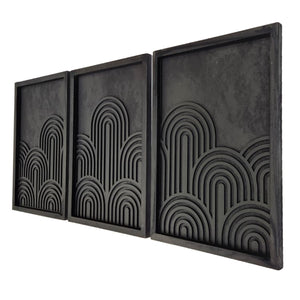 Minimalist Geometrik Ahşap Duvar Tablosu – Üçlü
