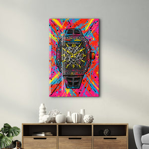 Saatli Bomba - Richard Mille Graffiti Patlama Cam Duvar Tablosu