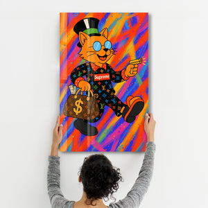 Zengin Kedi Enerjisi - Hype Luxe Cam Duvar Tablosu