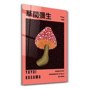 Artdesigna tarafından üretilen Yayoi Kusama soyut fırça cam duvar tablosu, canlı Japon pop art tasarımını şeffaf cam panel üzerinde sunar.
