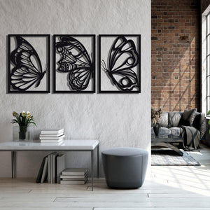 ・"Burtterfly Trio"・Premium Metal Wall Art - Limited Edition - ArtDesigna Glass Printing Wall Art