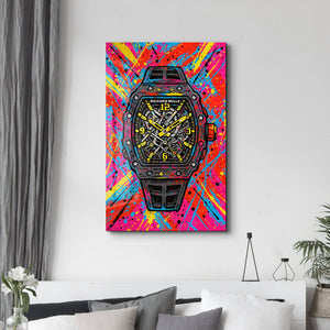 Saatli Bomba - Richard Mille Graffiti Patlama Cam Duvar Tablosu