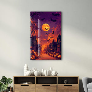 Halloween Neighbourhood | Glass Wall Art - Artdesigna