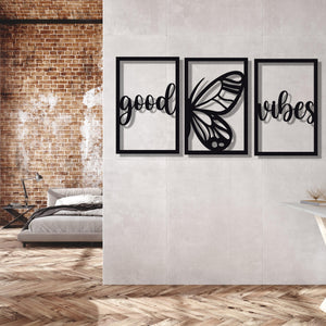 ・"Good Vibes Burtterfly Trio"・Premium Metal Wall Art - Limited Edition - ArtDesigna Glass Printing Wall Art