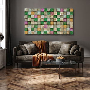 Füme Yeşil/Pembe | Birinci Sınıf Ahşap El Yapımı Duvar Heykeli