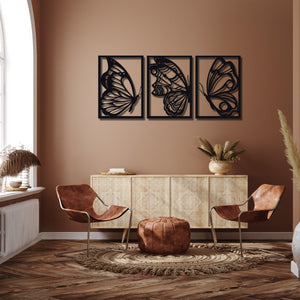 ・"Burtterfly Trio"・Premium Metal Wall Art - Limited Edition - ArtDesigna Glass Printing Wall Art