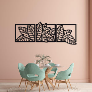 ・"Leaves Trio"・Premium Metal Wall Art - Limited Edition - ArtDesigna Glass Printing Wall Art