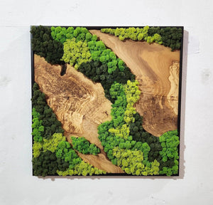 Moss and Olive Wood Tree Wall Art 3 Colors | Premium Handmade Wall Sculptures - Artdesigna