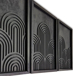 Minimalist Geometrik Ahşap Duvar Tablosu – Üçlü