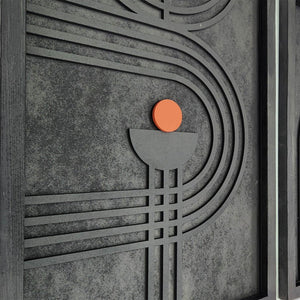 Turuncu Vurgulu Modern Geometrik Ahşap Duvar Tablosu – Üçlü