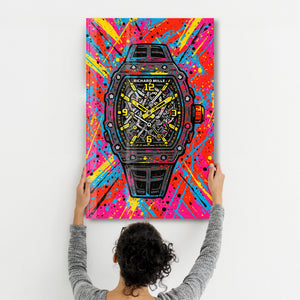 Saatli Bomba - Richard Mille Graffiti Patlama Cam Duvar Tablosu