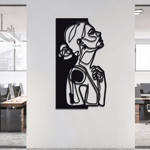 ・"Line Art Woman"・Premium Metal Wall Art - Limited Edition - ArtDesigna Glass Printing Wall Art