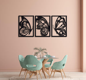 ・"Burtterfly Trio"・Premium Metal Wall Art - Limited Edition - ArtDesigna Glass Printing Wall Art