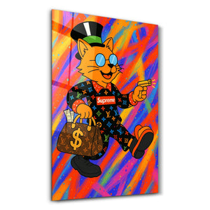 Zengin Kedi Enerjisi - Hype Luxe Cam Duvar Tablosu