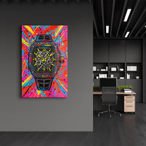 Saatli Bomba - Richard Mille Graffiti Patlama Cam Duvar Tablosu