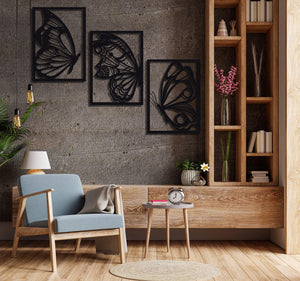 ・"Burtterfly Trio"・Premium Metal Wall Art - Limited Edition - ArtDesigna Glass Printing Wall Art