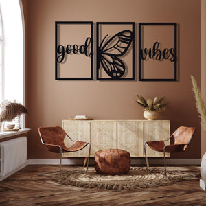 ・"Good Vibes Burtterfly Trio"・Premium Metal Wall Art - Limited Edition - ArtDesigna Glass Printing Wall Art