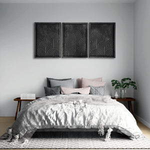 Minimalist Geometrik Ahşap Duvar Tablosu – Üçlü