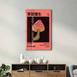 Artdesigna tarafından üretilen Yayoi Kusama soyut fırça cam duvar tablosu, canlı Japon pop art tasarımını şeffaf cam panel üzerinde sunar.