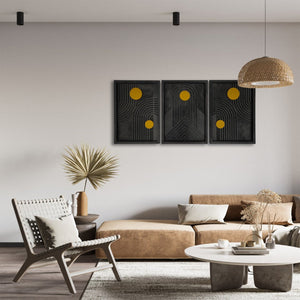 Solar Orbit Ahşap Duvar Tablosu – Üçlü