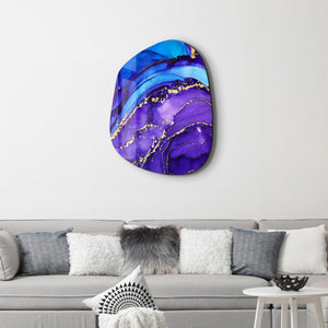 ・"Purple and Blue Marble"・Amorphous Collection Glass Wall Art - ArtDesigna Glass Printing Wall Art