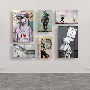 ・" BANKSY-Mega Set"・Glass Wall Art - ArtDesigna Glass Printing Wall Art
