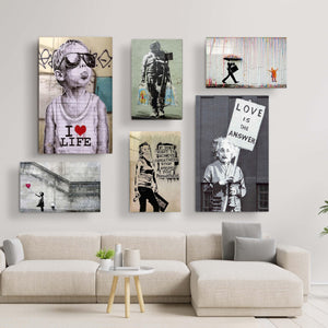 ・" BANKSY-Mega Set"・Glass Wall Art - ArtDesigna Glass Printing Wall Art