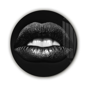 ・"Black Lips"・Rounded Glass Wall Art - ArtDesigna Glass Printing Wall Art