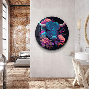 ・"BabyBull"・Rounded Glass Wall Art - ArtDesigna Glass Printing Wall Art