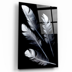 White Feathers | Glass Wall Art - Artdesigna