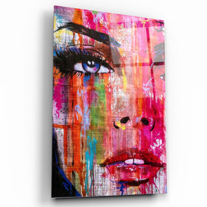 Colorful Woman Face | Glass Wall Art - Artdesigna