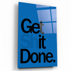 Get It Done Blue | Designers Collection Glass Wall Art - Artdesigna