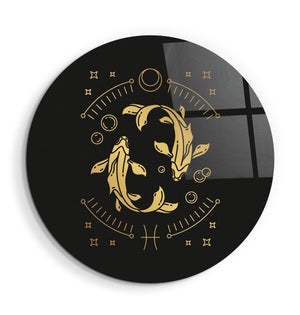 Zodiac Symbols - Rounded Glass Wall Art - Artdesigna