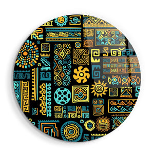 ・"Signs Black BLue"・Rounded Glass Wall Art - ArtDesigna Glass Printing Wall Art