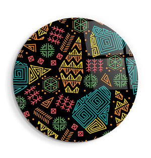 ・"Ethnica 2"・Rounded Glass Wall Art - ArtDesigna Glass Printing Wall Art