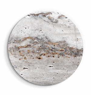 ・"Travertine - Gray "・Rounded Glass Wall Art - ArtDesigna Glass Printing Wall Art