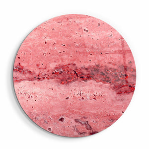・"Travertine Stone - PinkRed"・Rounded Glass Wall Art - ArtDesigna Glass Printing Wall Art