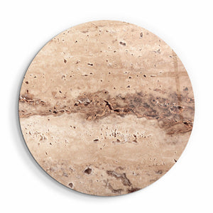 ・"Travertine Stone -Beige"・Rounded Glass Wall Art - ArtDesigna Glass Printing Wall Art