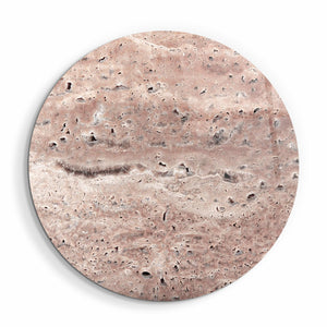 ・"Travertine - Moon - Beige Powder"・Rounded Glass Wall Art - ArtDesigna Glass Printing Wall Art