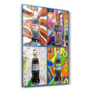 Retro Design Coke Bottles | Contemporary Collection Glass Wall Art - Artdesigna