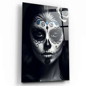 Sugar Skull Make Up | Designers Collection Glass Wall Art - Artdesigna